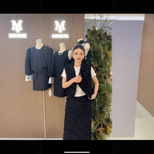 春上新【靡创】意法韩版休闲百搭宽松高级感磨破无袖时尚长裙套装