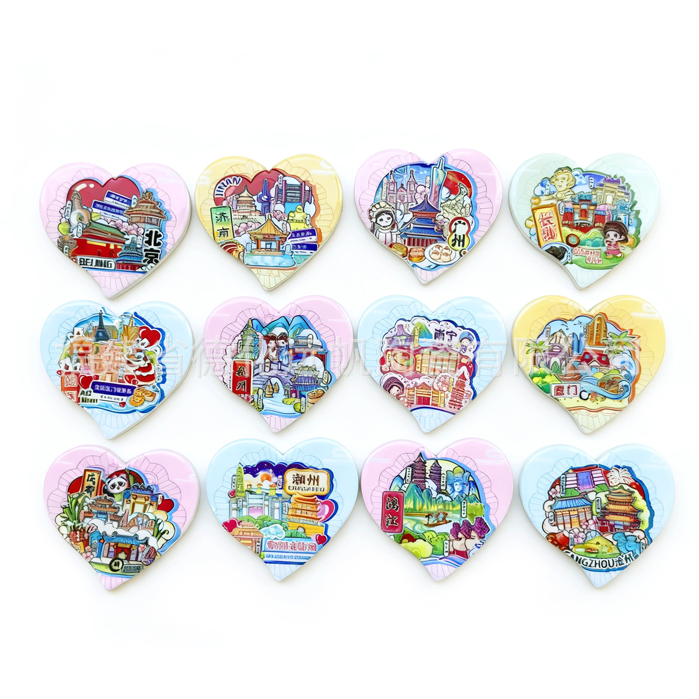 工厂直销长沙潮州各地城市文创旅游景点纪念品浮雕陶瓷冰箱贴批发