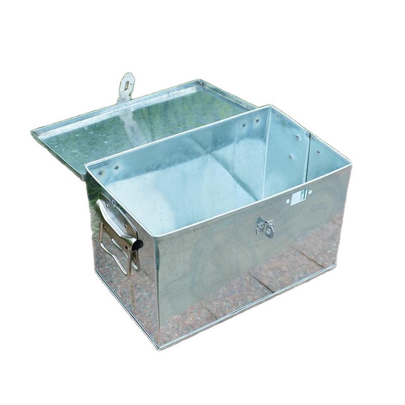 Caja de herramientas de hardware de chapa de hierro grande, placa galvanizada, caja de entrega con bloqueo, caja de almacenamiento para carpintería, caja de hierro de mano