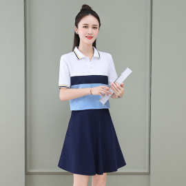 运动套装女夏季2024新款翻领t恤休闲短袖polo衫羽毛球服潮