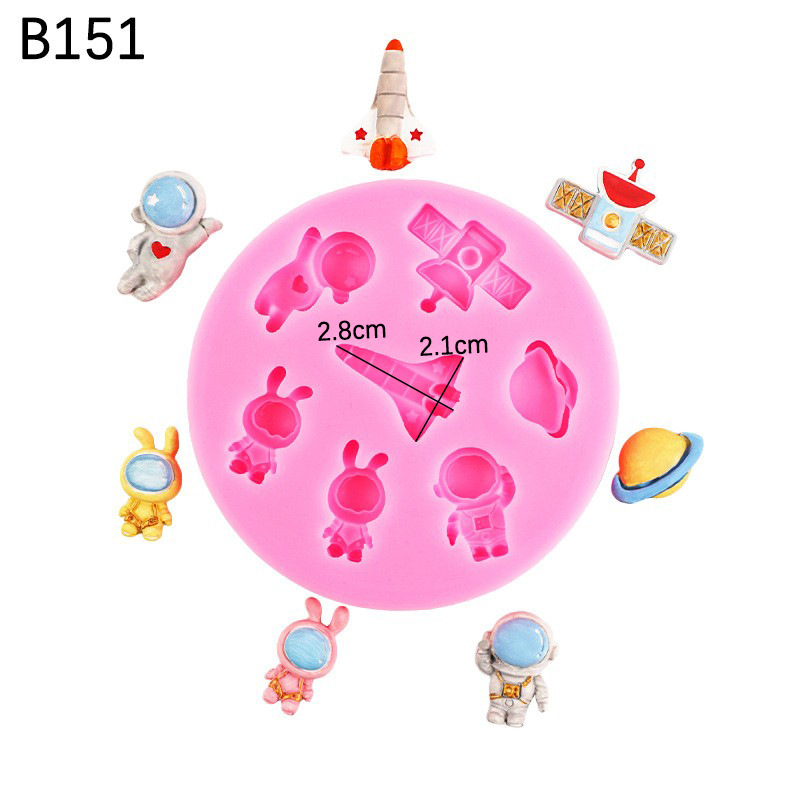 Fondant chocolate para hornear espacio creativo astronauta nave espacial DIY pastel decoración silicona molde epoxi