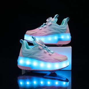 Girls' Heelys Shoes Spring and Summer 2025 New Flashing Boys' Sports Shoes Skates Medium and Large Children's Double-Wheel Skates