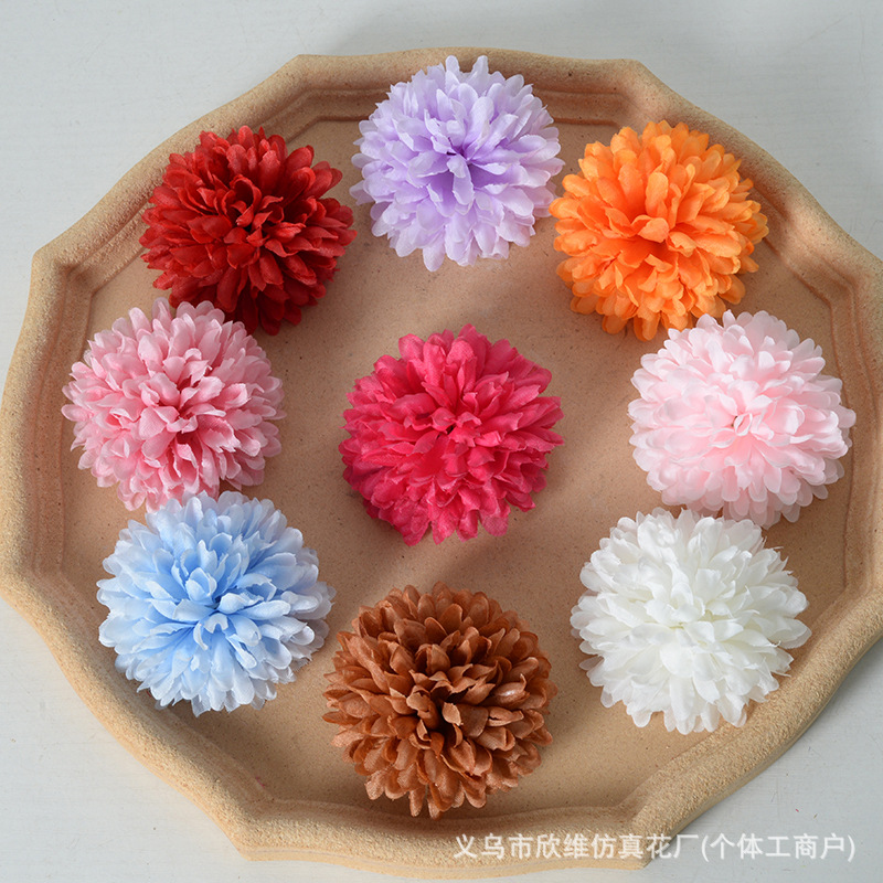 Flores de ping-pong DiDi material cabeza de flor sombrero de soltero chino diente de león adornos de cabello flores de ping-pong crisantemo cabeza de simulación de flores