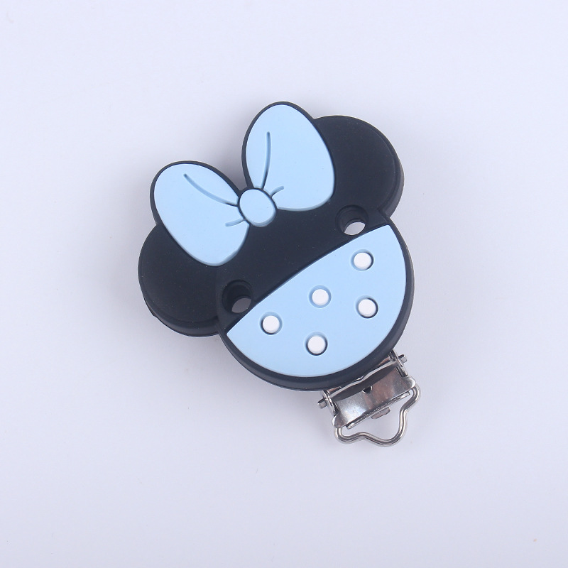 Nuevo bebé suministros de dibujos animados de silicona animal chupete clip calmante bebé chupete de silicona anti-gota clip de cadena