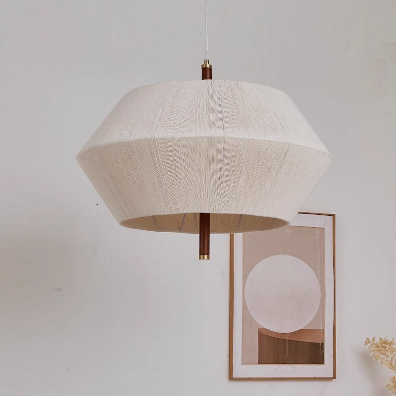 Araña de estilo japonés, dormitorio, estudio, hilo de algodón tejido, candelabro de madera maciza, lámpara, restaurante, salón de té, candelabro
