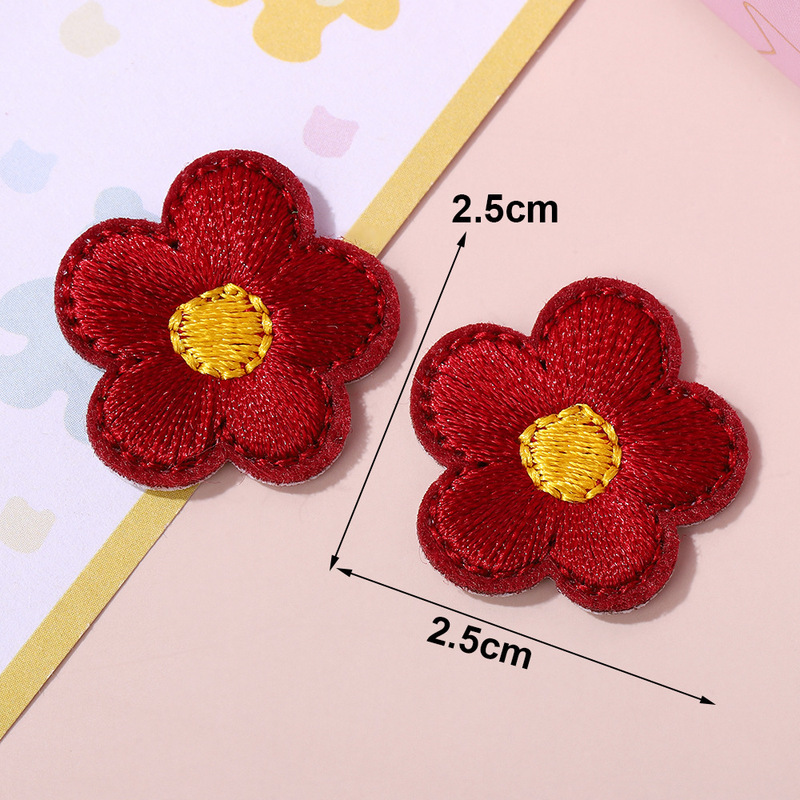 新鮮でかわいい小さな花の刺繍パッチステッカーミニカラーホットメルト接着剤刺繍ラベルバッグ靴と帽子装飾布ステッカー|undefined