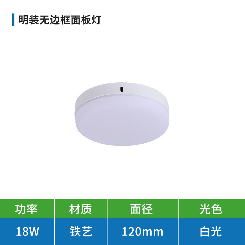 LED de montaje abierto sin marco gran lámpara de panel luminoso lámpara de techo cuadrada redonda simple lámpara de techo downlight