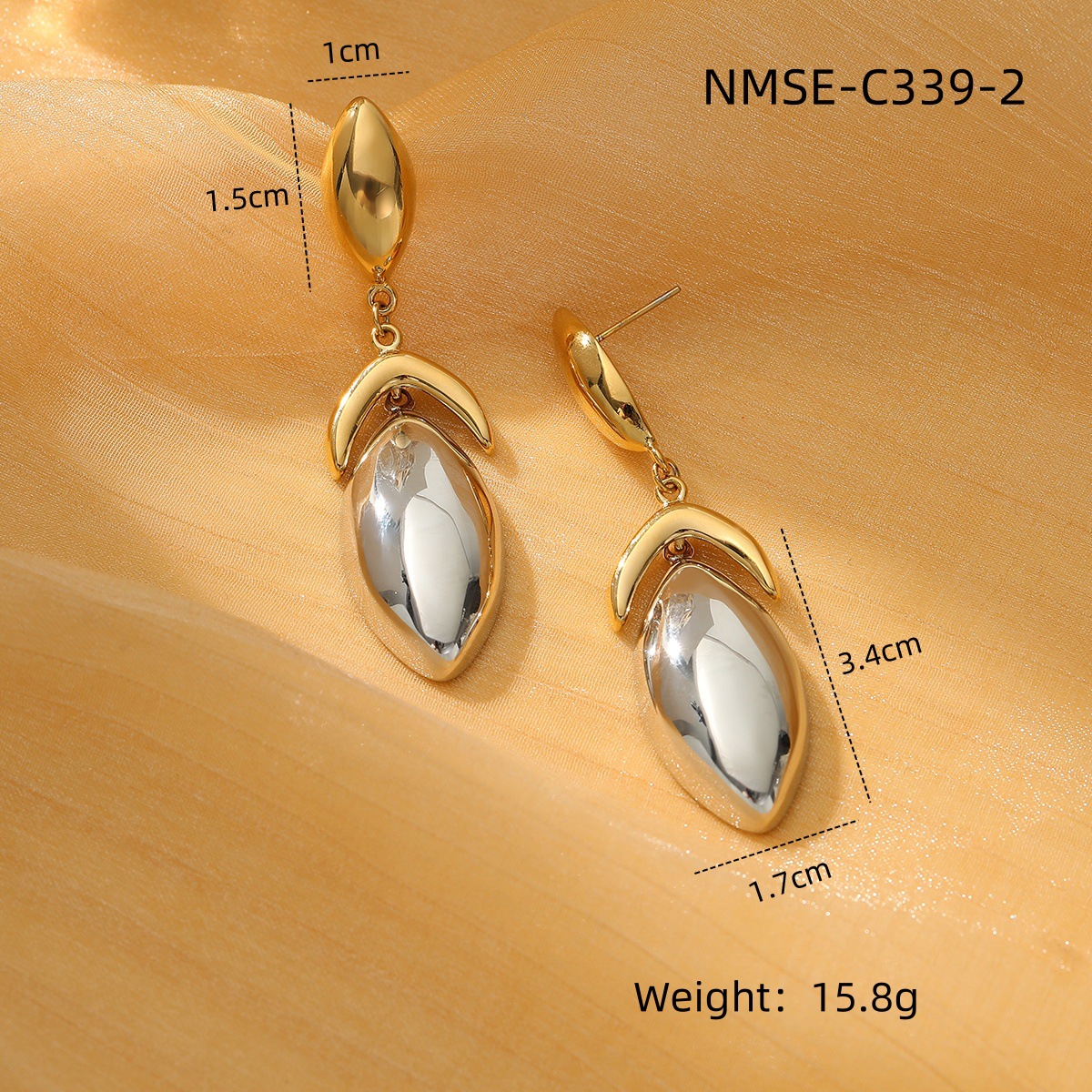 1 Pair Elegant Simple Style Water Droplets 304 Stainless Steel 18K Gold Plated Drop Earrings display picture 2