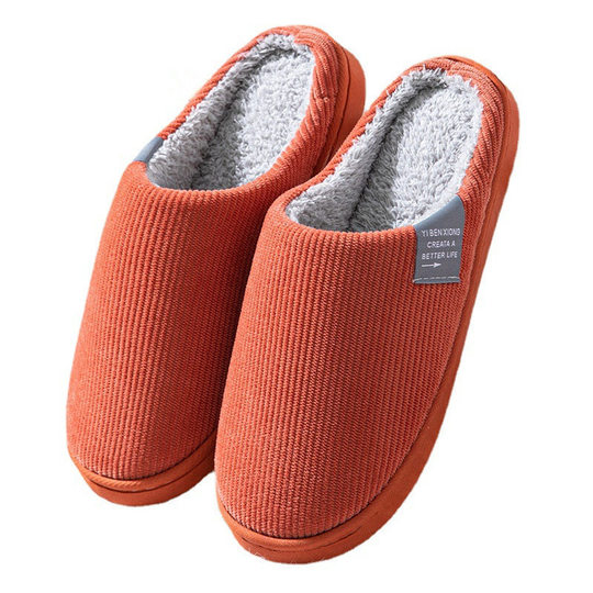 Cotton slippers women's winter non-slip fleece-lined warm confinement slippers indoor home men's cute plush cotton slippers winter