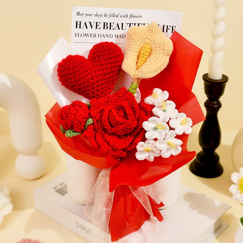 Flor de lana tejida a mano ramo de flores de girasoles flores de punto flor de simulación comercio exterior transfronterizo amazona