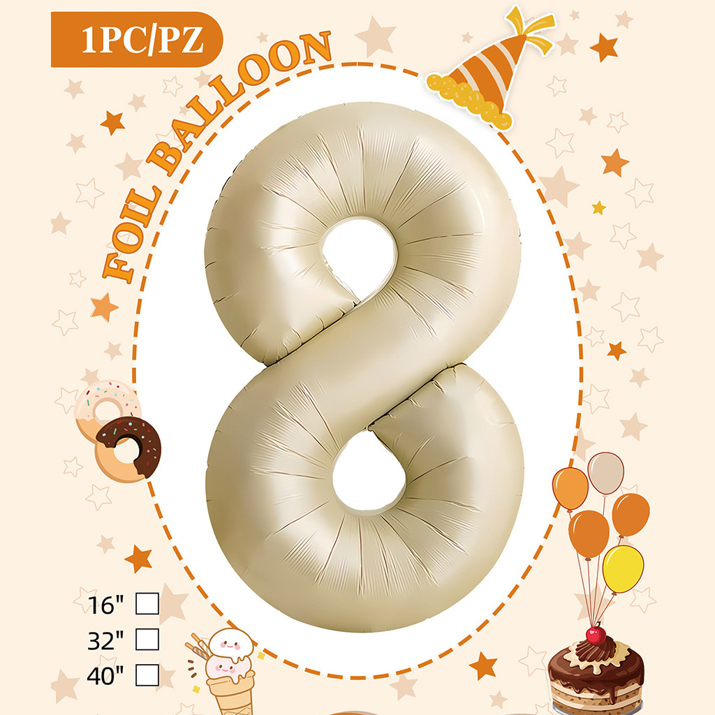 Embalaje de tarjeta de papel independiente digital de cumpleaños impreso en blanco de 32 pulgadas, decoración de fiesta de la versión estadounidense, película de aluminio, decoración de globos de papel de aluminio