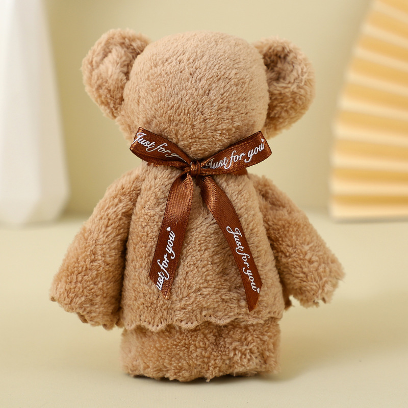 お土産コーラルベルベットクマタオルギフトスクエアタオル結婚式誕生日お返しギフトホリデーオープニングクリエイティブ吸水タオル|undefined