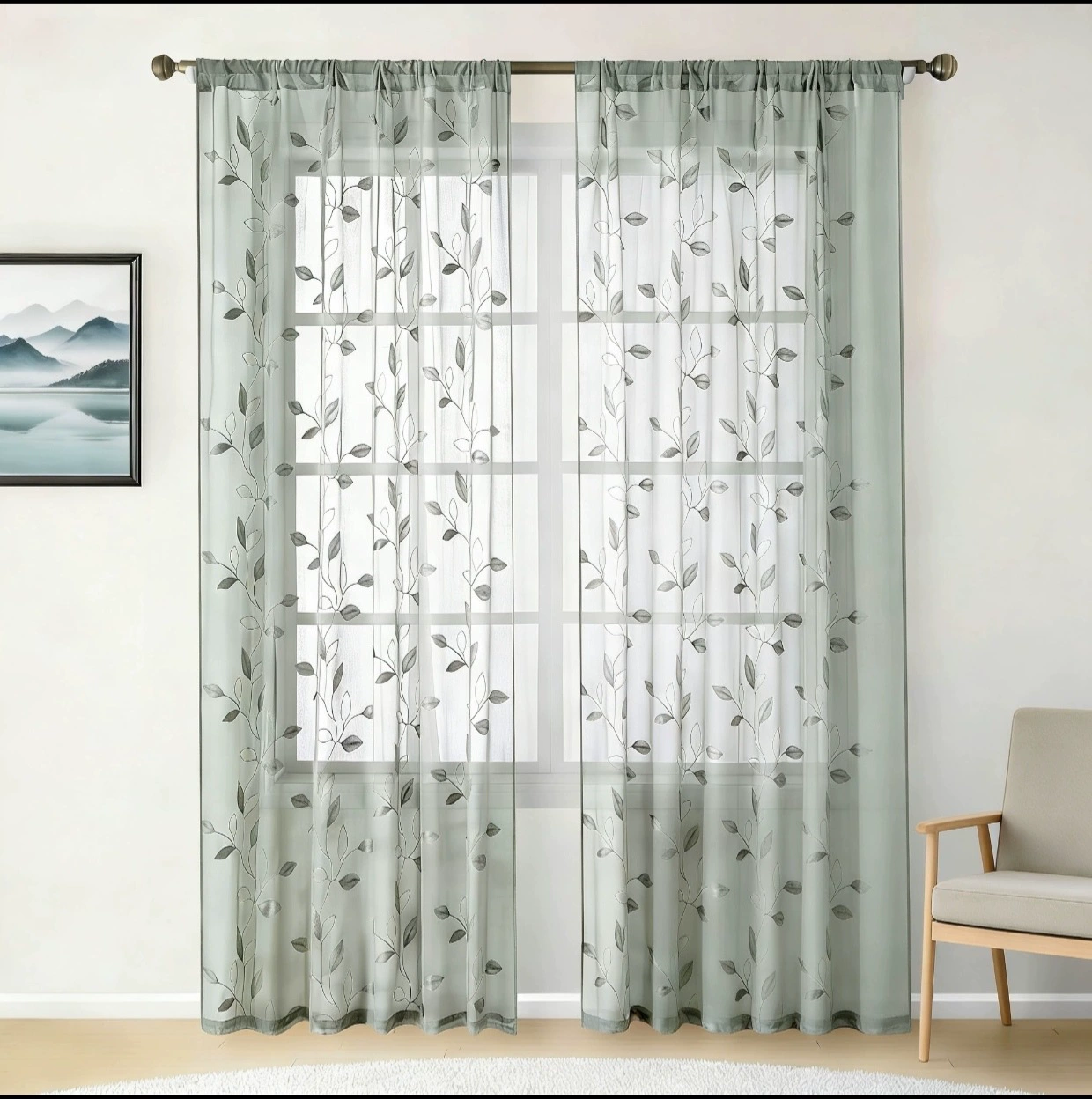 Трансграничные шторы Готовые американские листья вышивки Гостиная Спальня Окна