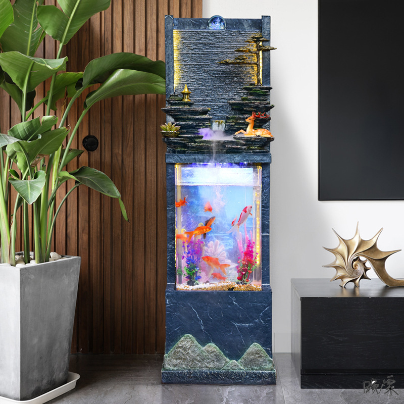 亚克力水幕墙大型落地水幕墙玄关亚克力鱼缸小型客厅装饰生态族箱