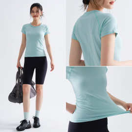 修身速干运动上衣女2025新款瑜伽服短袖T恤跑步训练健身服夏薄款