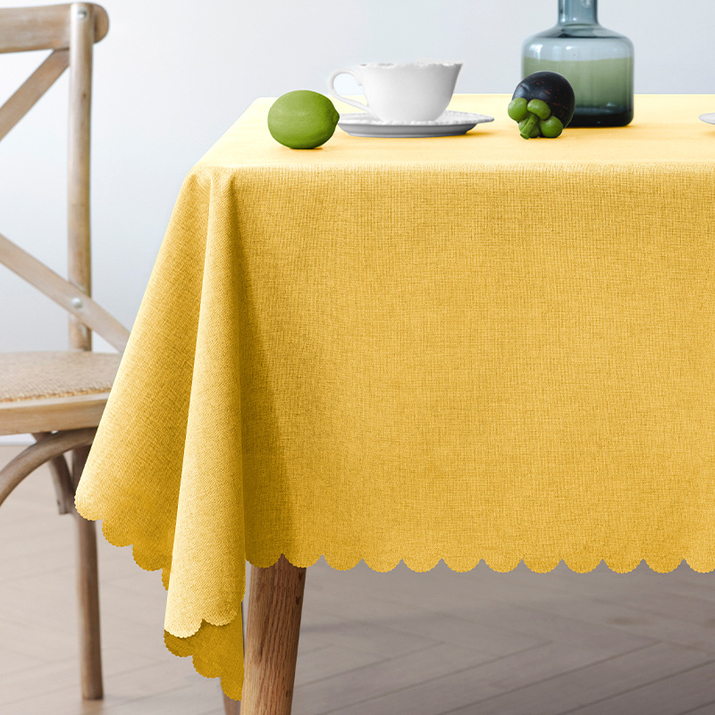 Simple y de alta calidad sensación impermeable, aceite a prueba de quemaduras, tela de mesa sin lavado, tela de mesa de té ondulada rectangular