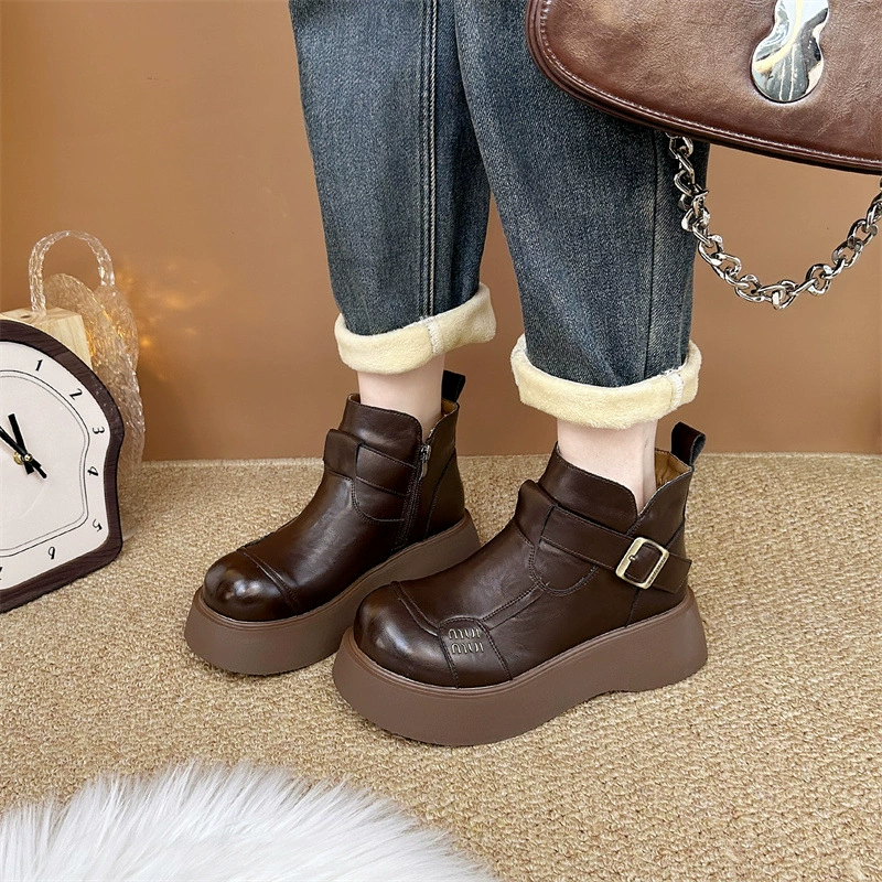 Martens, зимние полусапожки на платформе, теплые, английский стиль, приталенные