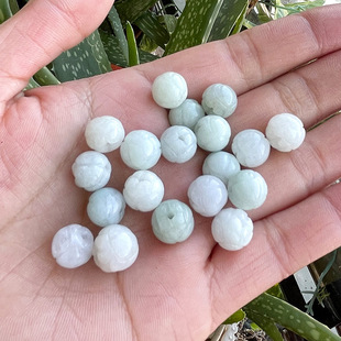 Natural Burma A Jade Lotus Beads Waxy Beans Green Jade Beads DIY Beaded Bracelet Accessories Wholesale