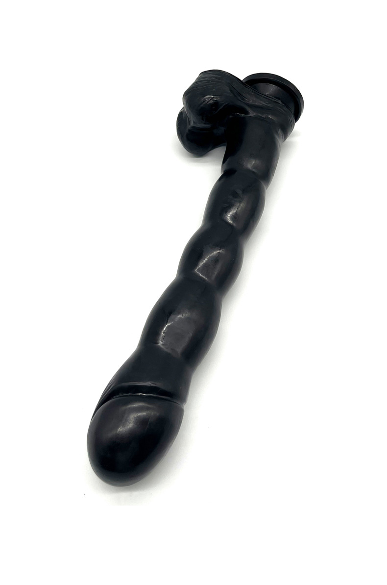 Caterpillar Textured PVC Dildo, Black Realistic Masturbation Stick for Adults — detail image 5