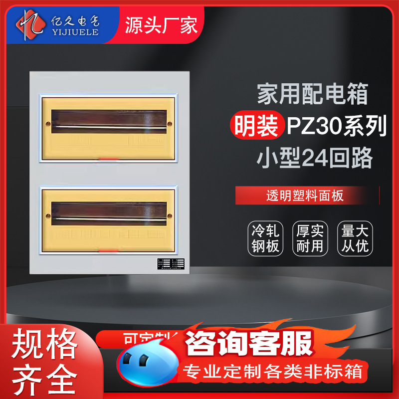 强电箱小型明装PZ30 24家用回路空开盒工厂用开关盒子室内配电箱
