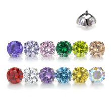 新款F136钛合金碗托圆底爪镶6A锆石内螺纹耳钉耳窝钉饰品替换头