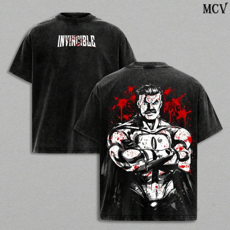 Cross-border pure cotton white ink direct printing mens clothes;Summer TopsOmni-Man Washed Tee