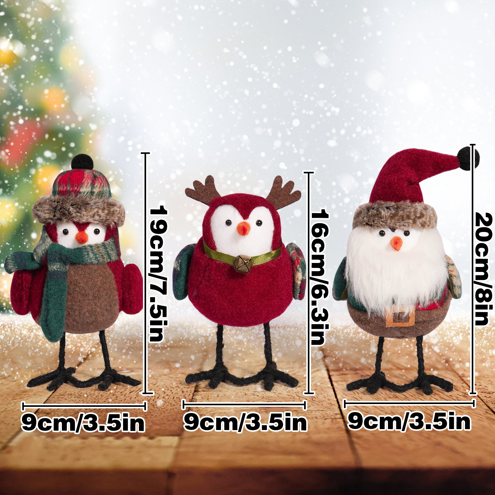 Navidad transfronteriza adorable pájaros creativos Santa pájaros festivos decoraciones de escritorio pájaros de pie