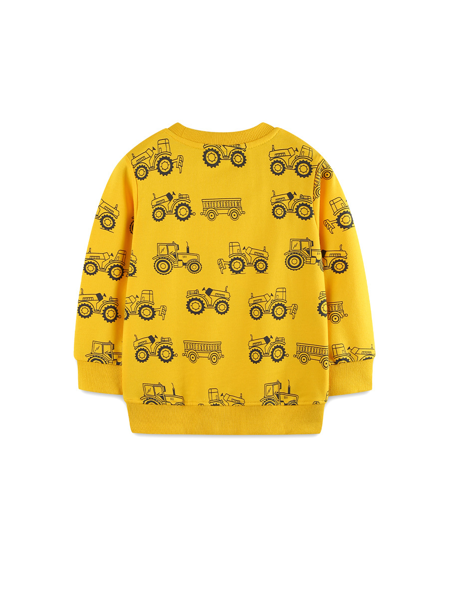 26 sudaderas nuevas de otoño para niños, estilo europeo y americano, con estampado de coches, manga larga, cuello redondo, camiseta deportiva infantil, venta al por mayor