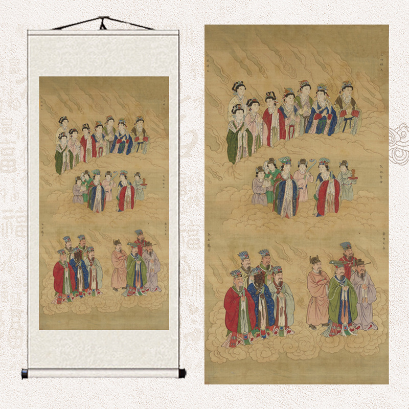 妈祖天妃圣母娘娘六欲禅天嘉贤大帝五方五土龙神像丝绸挂画水陆画-阿里巴巴