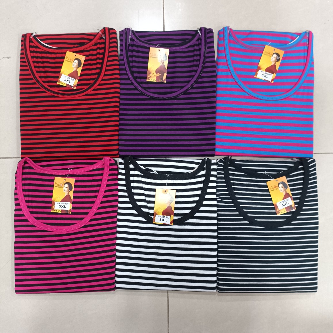 Manufacturer direct middle-aged women clothing lycra striped high-low neck autumn shirt women top round neck classic base layer