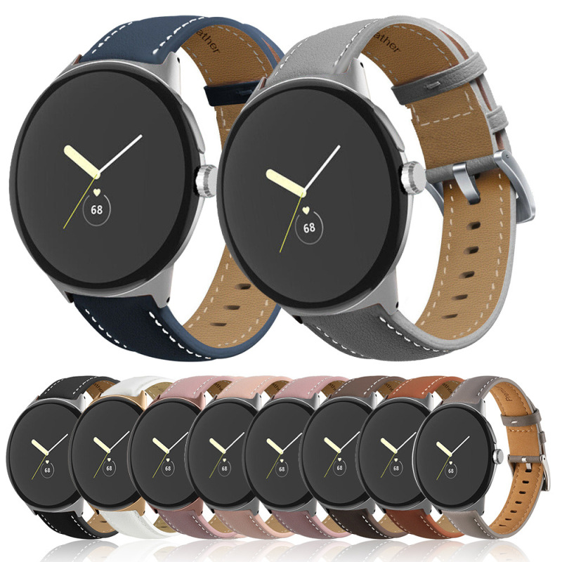 For Google Pixel Watch3 Leather Strap Google Watch 3 2 Car Line Double Sided Leather Watch Strap