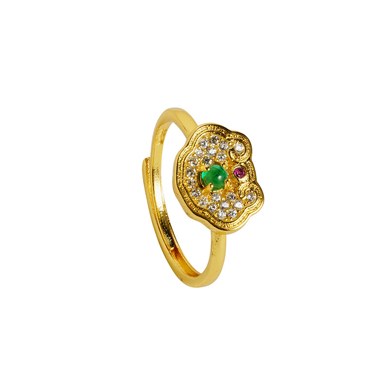 Anillo de bloqueo de oro vietnamita, ley antigua, herencia de estilo nacional, temperamento vivo, joyas retro, accesorios Yiwu al por mayor