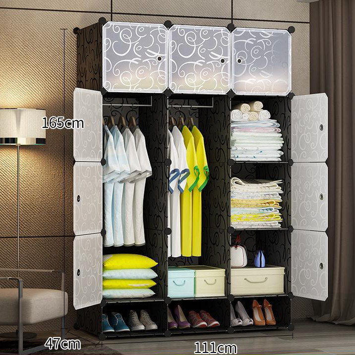 Armario simple moderno armario de tela simple sala de alquiler de tubos de acero engrosamiento reforzado dormitorio en casa montaje de almacenamiento gabinete colgante