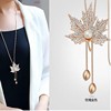 Sweater, long demi-season universal fashionable necklace, high-end accessory, cat's eye, simple and elegant design, Korean style