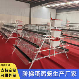 阶梯蛋鸡笼养殖设备三四层镀锌层叠式鸡笼自动喂料清粪鸡笼厂家