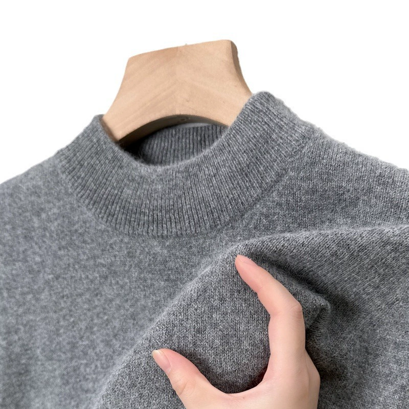 Цветной свитер, комфортная к телу knitted T-shirt для отдыха, 9 цветов, высокий ворот, круглый ворот