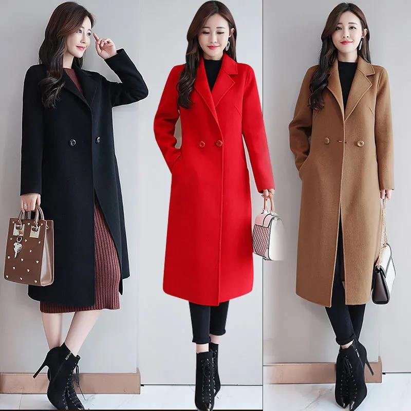 Women's Stylish Wool Coat - Red / S&&Red&&S/Coat (single piece)