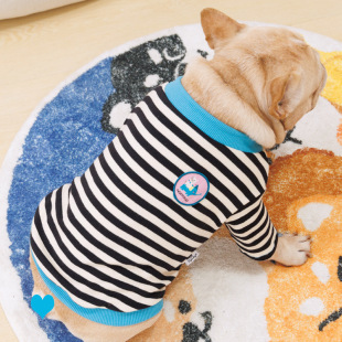 Spring Autumn and Winter Striped T-shirt Sweatshirt Teddy Small and Medium Dog Fashion Brand Corgi Bago Clothes