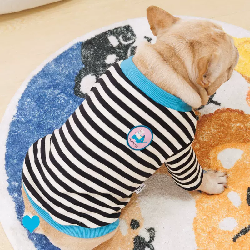 春秋冬法斗狗条纹T恤卫衣泰迪中小型犬潮牌柯基巴哥衣服