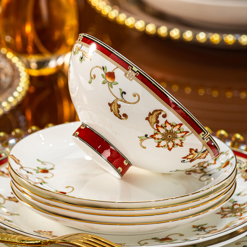 Red tableware, elite set for friend, Birthday gift