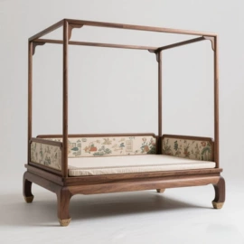 拔步床架子床;双人床+床头柜;实木沙发