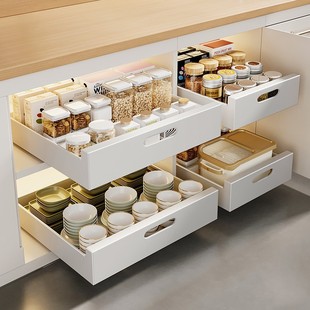 Cabinet Drawer Storage Rack Kitchen Storage Basket Layered Seasoning Dish Plate Lower Sink Pull-out Storage Box