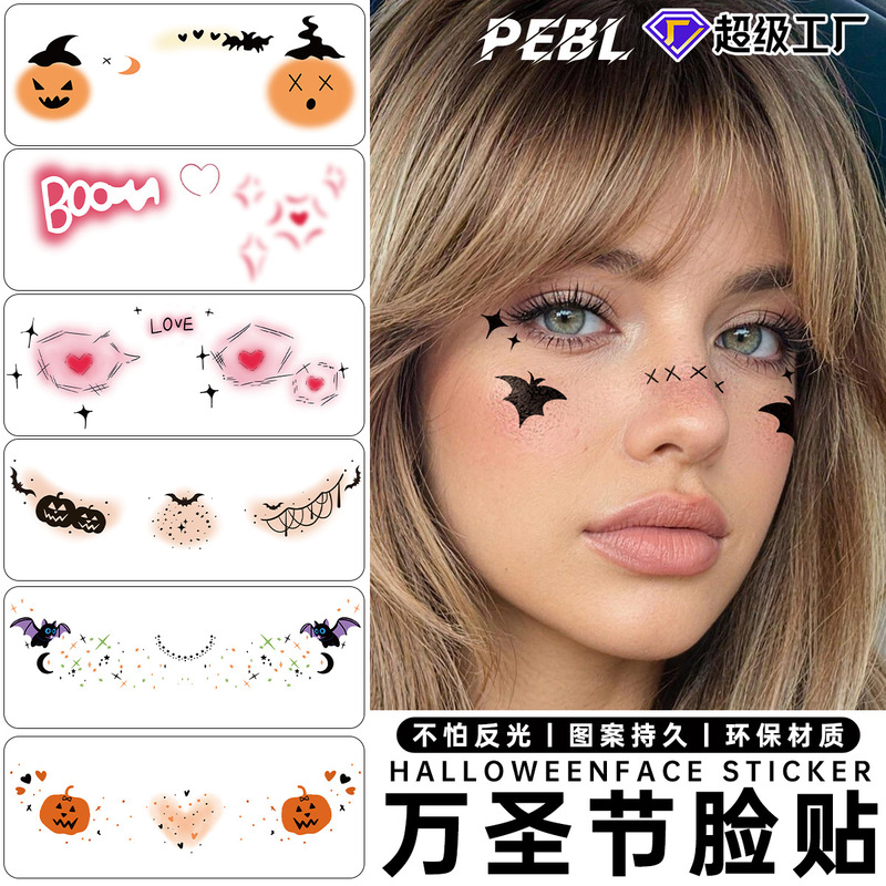 New Halloween Face Tattoo Stickers, Horror Makeup Stickers, Disposable Temporary Tattoos, Waterproof, Sweat-Proof and Easy to Remove New Halloween Face Tattoo Stickers, Horror Makeup Stickers, Disposable Temporary Tattoos, Waterproof, Sweat-Proof and Easy to Remove