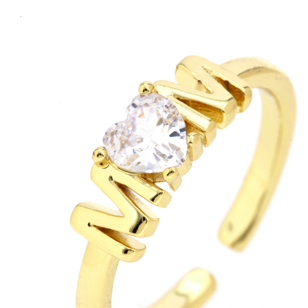 1 Piece Fashion Letter Copper Plating Zircon Womenu0027S Open Ring