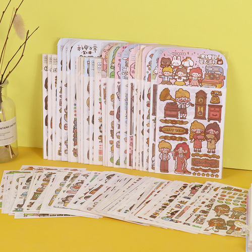 A complete set of 22 themed stickers in the Muzili series, 1-10 daily cartoon cute student Japanese paper stickers