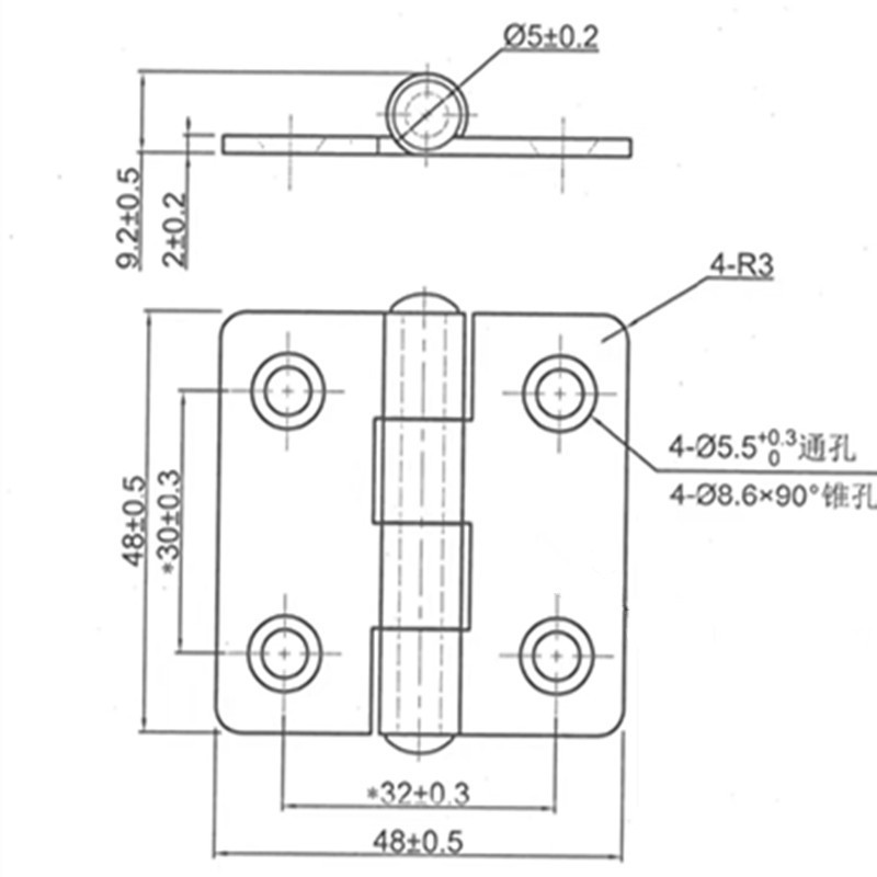 平開合ページ大全折り畳みステンレスヒンジ304は、ミニ小合ページ共通ドアと窓のルーズリーフを厚くする|undefined