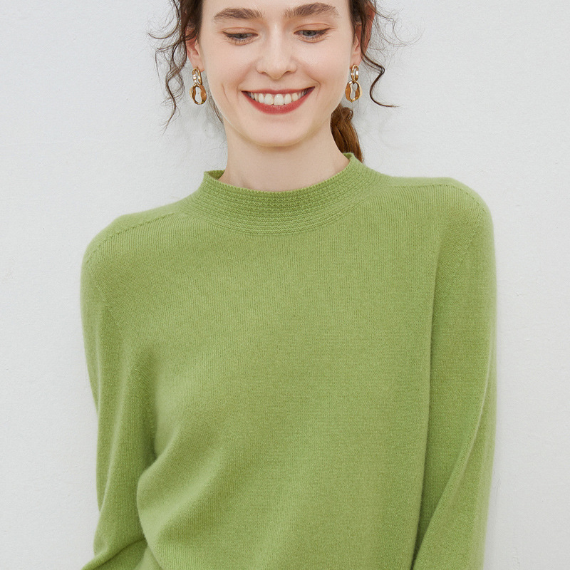 Half-height Threaded Wool Sweater Women's Early Autumn Slim-fit Warm Base Sweater Women's Long-sleeve Inner Top