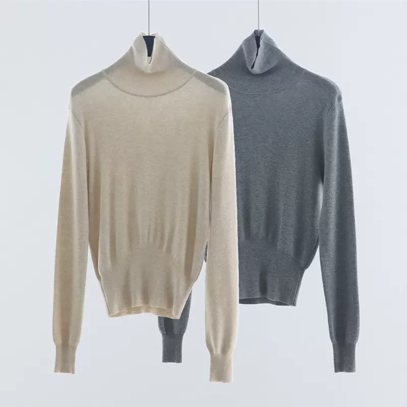 基础款正肩高领羊毛混纺打底衫女内搭2025秋冬修身显瘦针织上衣女