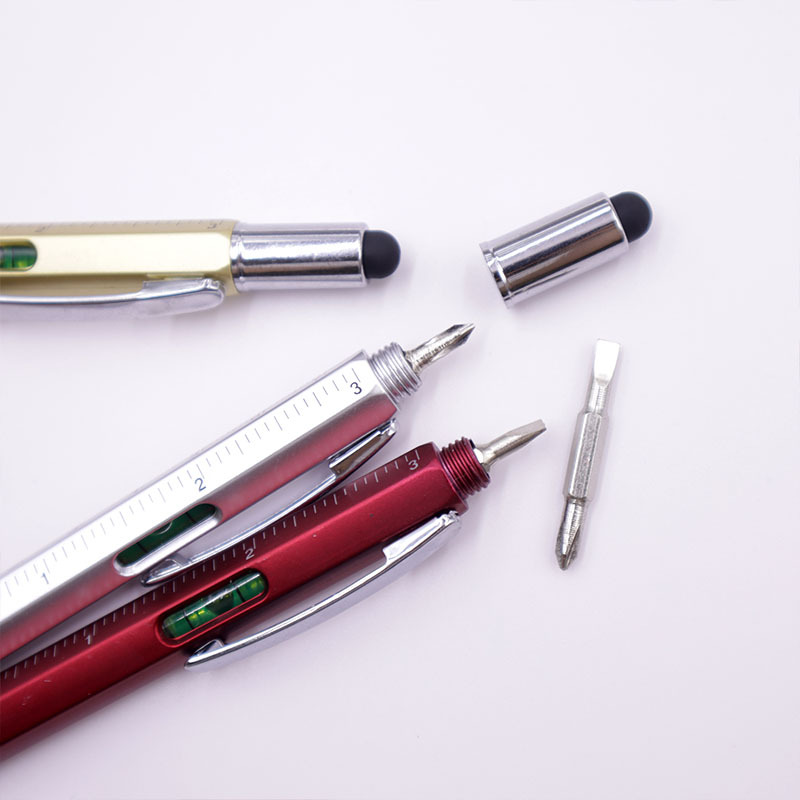 Creative multifunctional screwdriver tool ballpoint pen six-in-one spirit level scale touch screen advertising gift pen