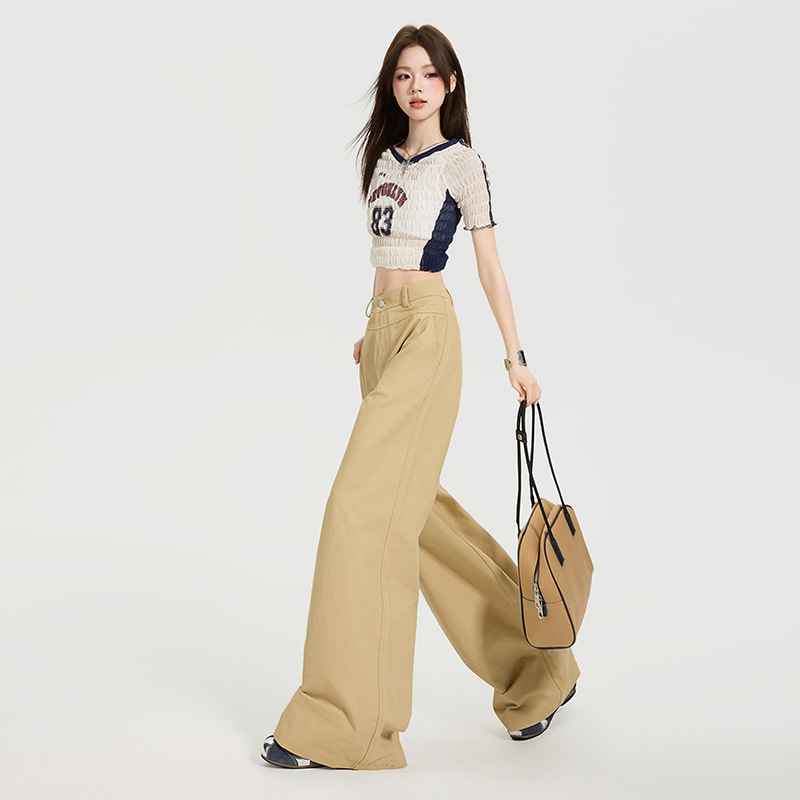 稚橘 # 美ラード復古カーキ色ワイドレギンス|undefined